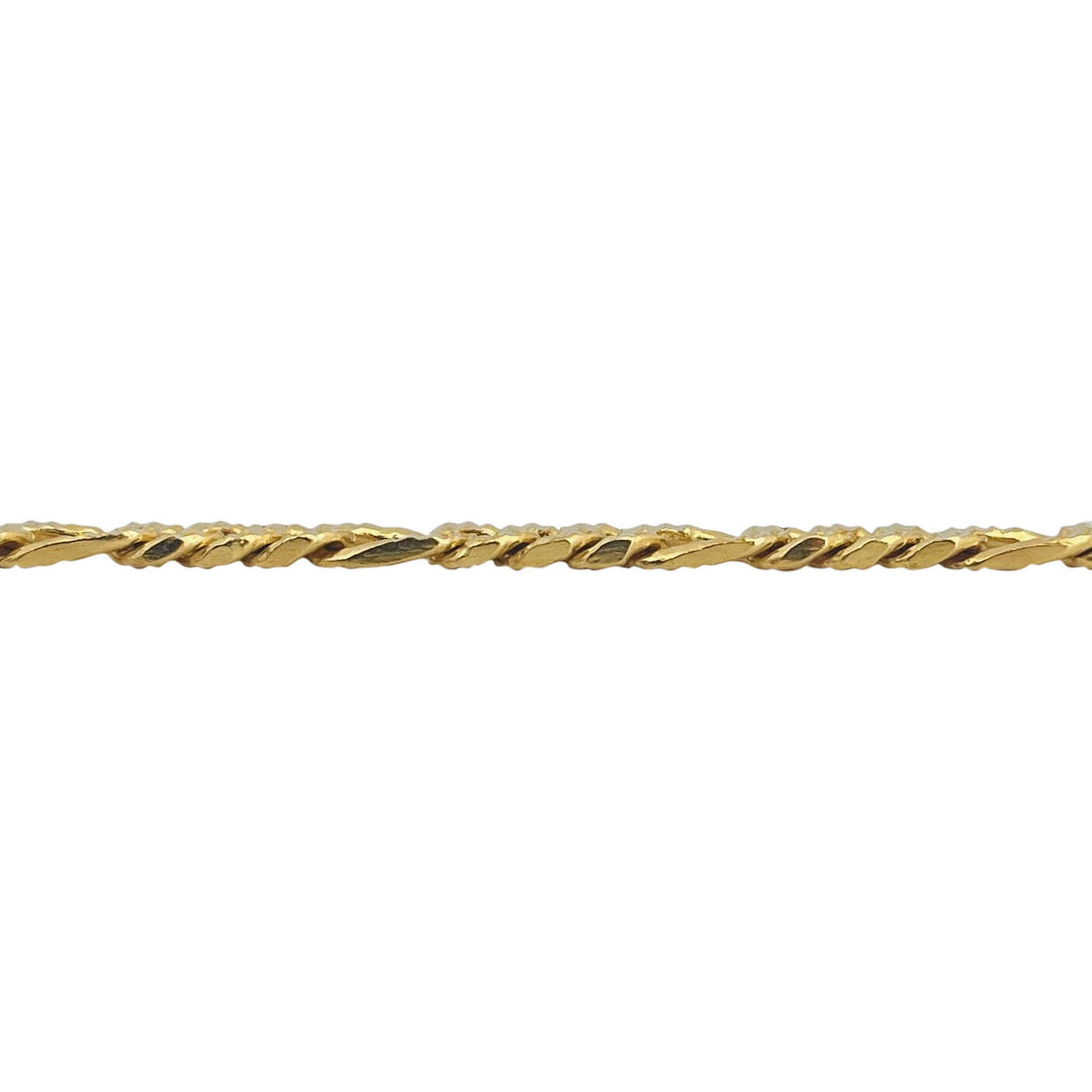 24k Pure Yellow Gold 19.4g Solid Diamond Cut 5mm Figaro Link Bracelet 7"