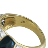 18k Yellow Gold Onyx and 3ct Diamond Bombe Ring Size 5.25