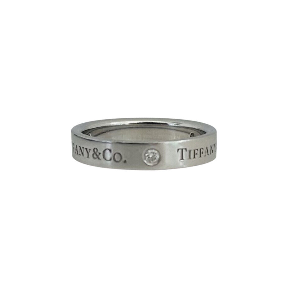 Tiffany & Co. Platinum and Diamond 4mm Band Ring Size 5.75