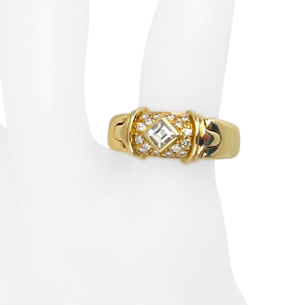 Bvlgari Vintage 18k Yellow Gold and VVS Diamond Ring Italy Size 6