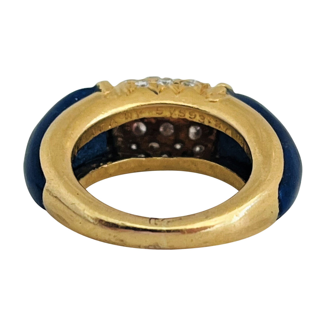 Van Cleef & Arpels Vintage Diamond and Lapis Lazuli Philippine Ring Size 3