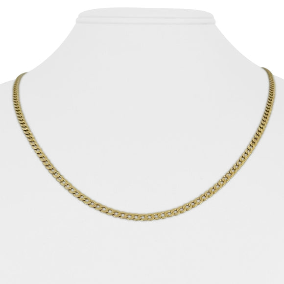 14k Yellow Gold 8.4g Thin Flat 3mm Curb Link Chain Necklace 20.5